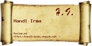 Handl Irma névjegykártya